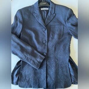 Emporio Armani navy jacquard 3-button blazer with side slashes. Sz 44